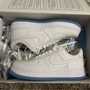 Worn one time. Bought the wrong size. Still white with box with accessories.